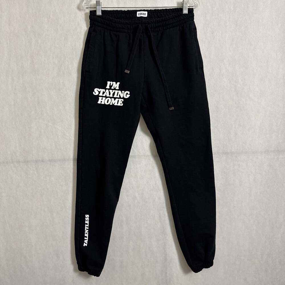 Talentless Men's Size Medium Black Cotton Im Staying Home Sweatpants Jogger
